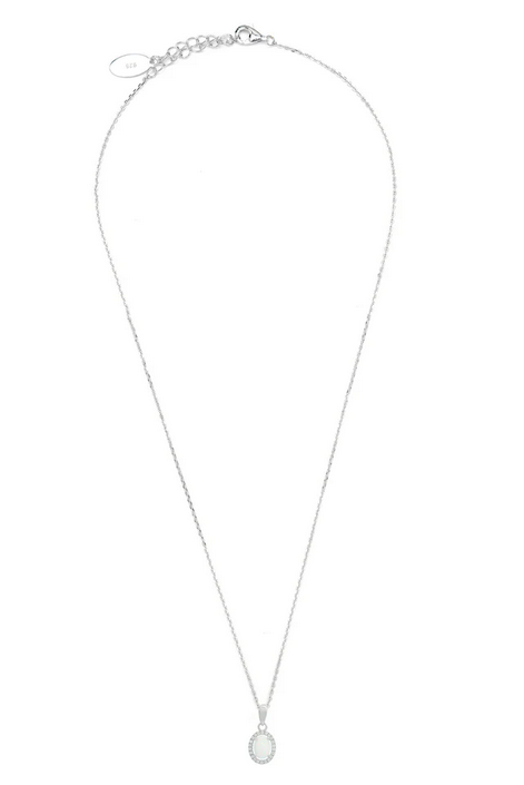 Georgini Sterling Silver Opal Glow Blackwattle White Created Opal Pendant