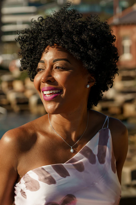 Georgini Sterling Silver Opal Glow Blackwattle White Created Opal Pendant