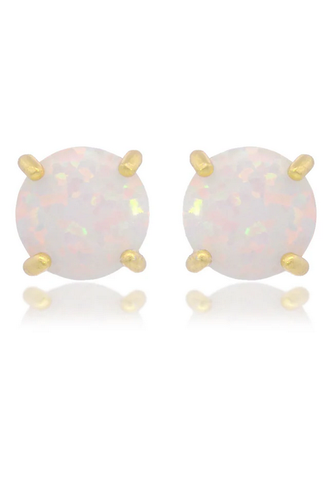 Georgini Gold Plated Opal Glow Blue Created Opal Circle Earrings