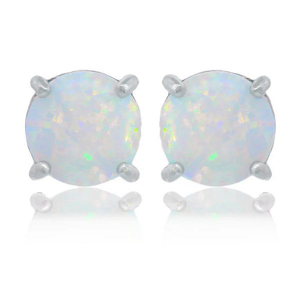 Georgini Sterling Silver Opal Glow White Created Opal Stud Earrings