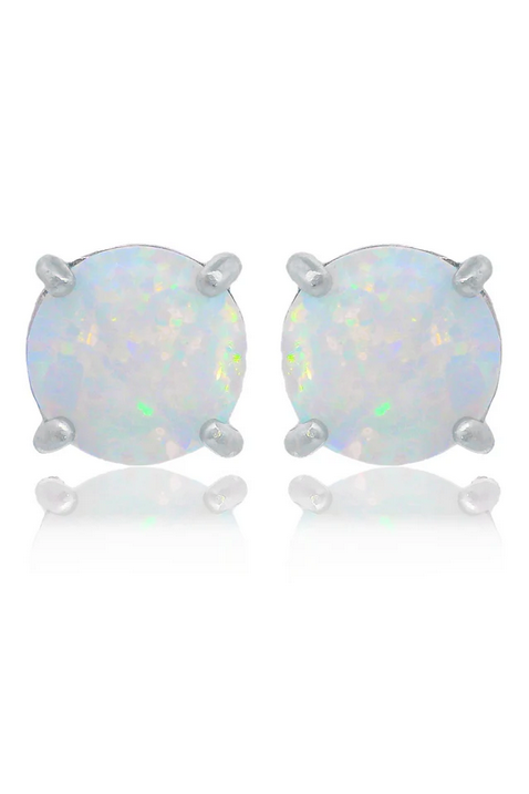 Georgini Sterling Silver Opal Glow White Created Opal Stud Earrings