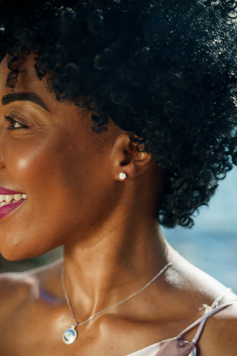 Georgini Sterling Silver Opal Glow White Created Opal Stud Earrings