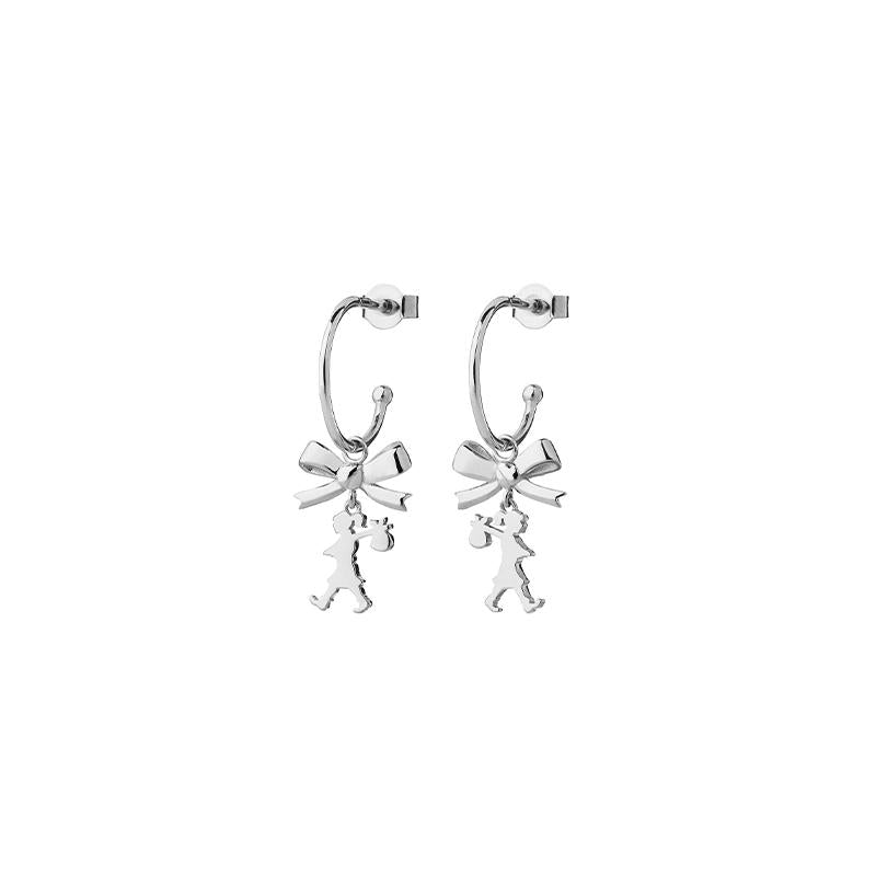 Karen Walker Sterling Silver Mini Girl with a Bow Hoop Earrings