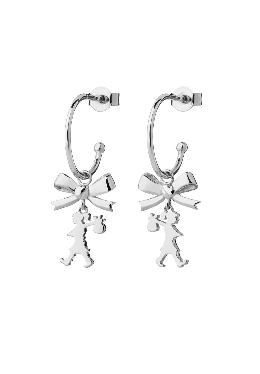 Karen Walker Sterling Silver Mini Girl with a Bow Hoop Earrings