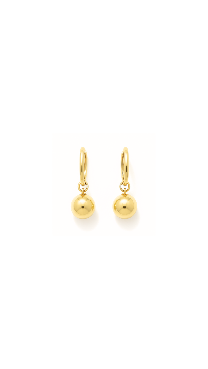 Ball Drop Hoop Earrings in 9ct Yellow Gold
