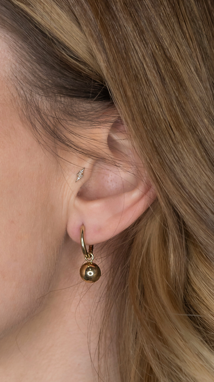 Ball Drop Hoop Earrings in 9ct Yellow Gold