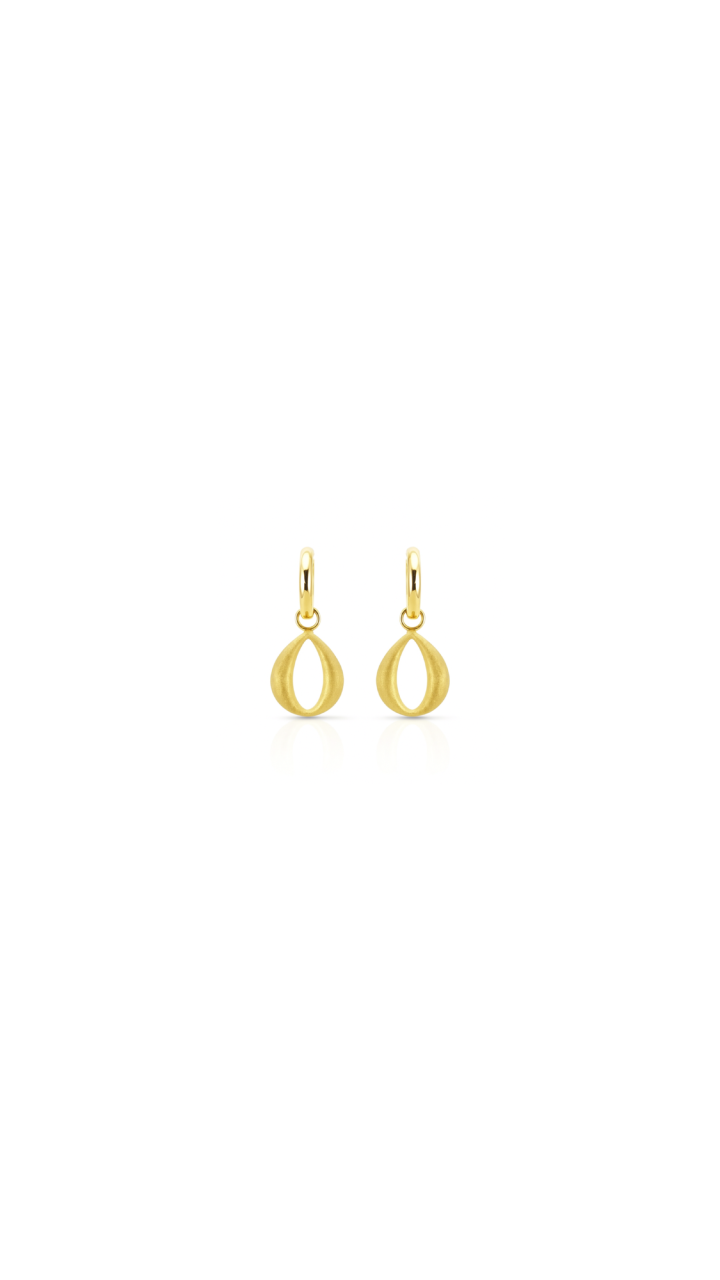 Matte Drop Hoop Earrings in 9ct Yellow Gold