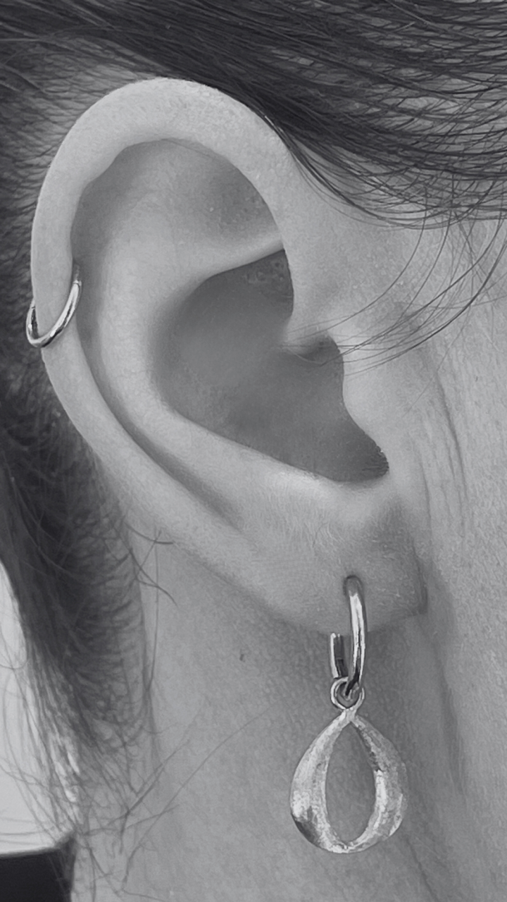 Matte Drop Hoop Earrings in 9ct Yellow Gold