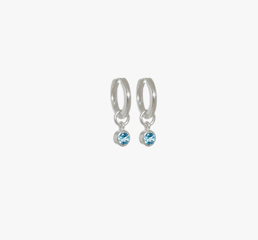 Evolve Sterling Silver December Topaz Huggie Earrings