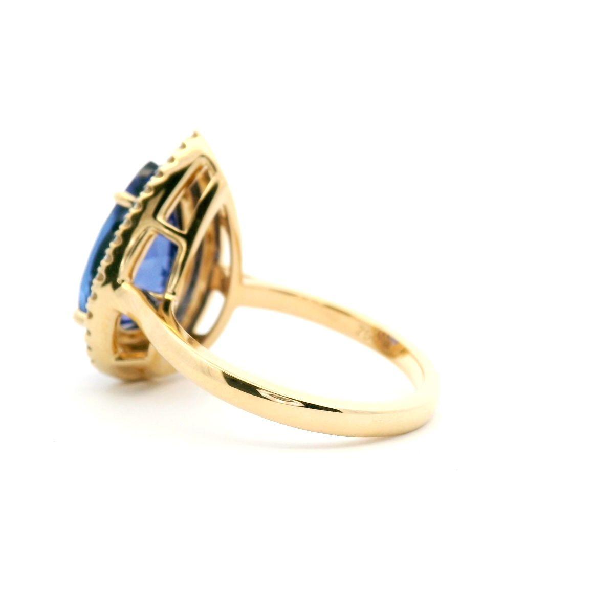 Tanzanite & Diamond 18ct Yellow Gold Double Halo Ring