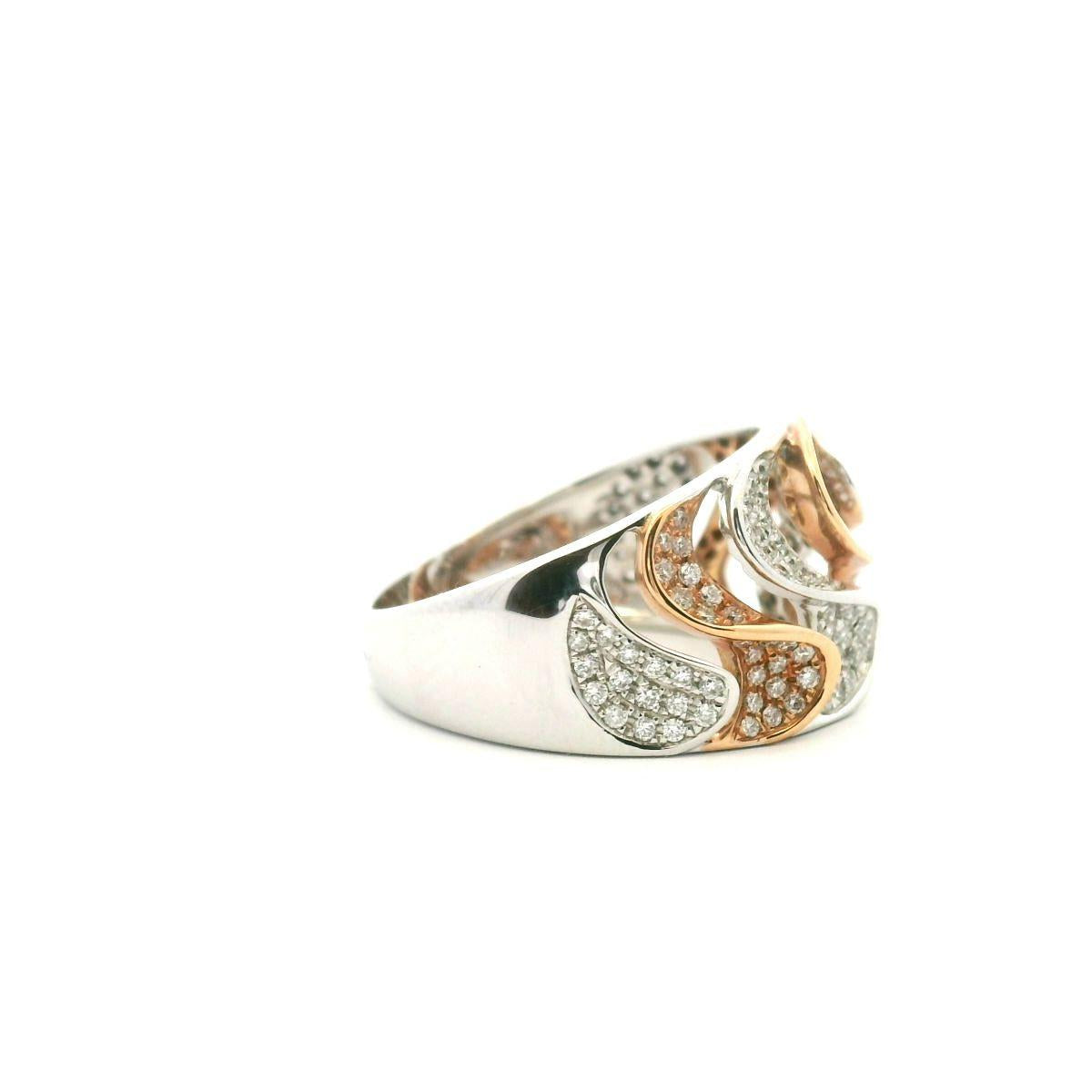18ct Yellow & White Gold Diamond Wave Style Ring