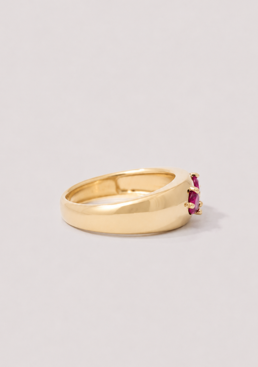 Ruby 9ct Yellow Gold Love Dome Ring