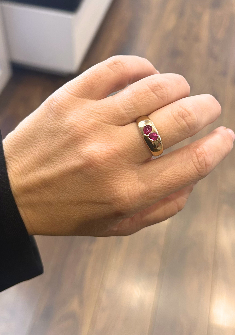 Ruby 9ct Yellow Gold Love Dome Ring