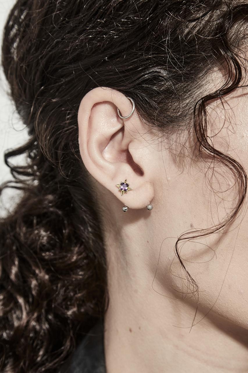 Stolen Girlfriends Club Sterling Silver/18k Gold Plated Punk Rose Stud Earrings