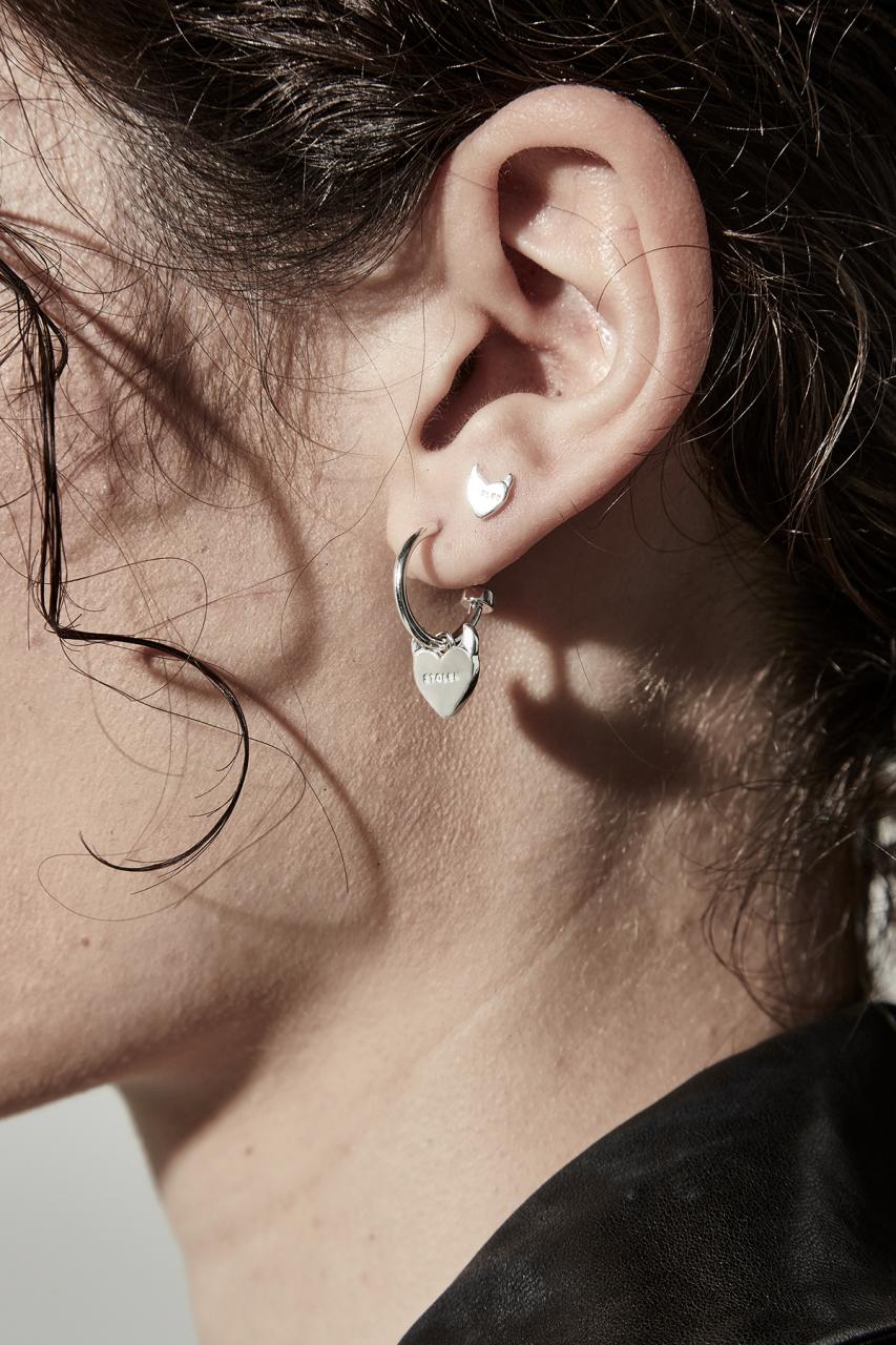 Stolen Girlfriends Club Sterling Silver Sinister Heart Sleeper Earrings