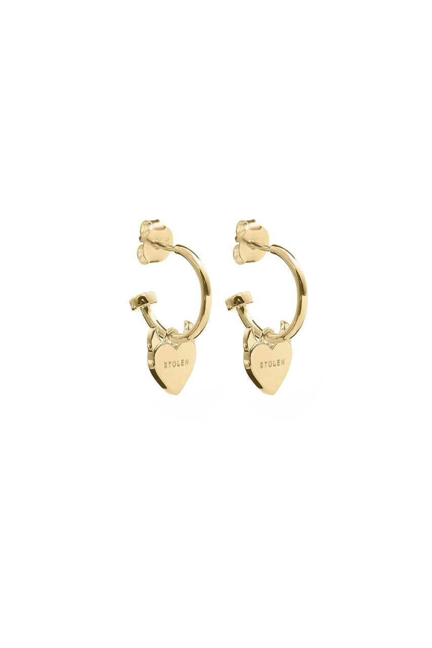 Stolen Girlfriends Club Sterling Silver/18k Gold Plated Sinister Heart Sleeper Earrings