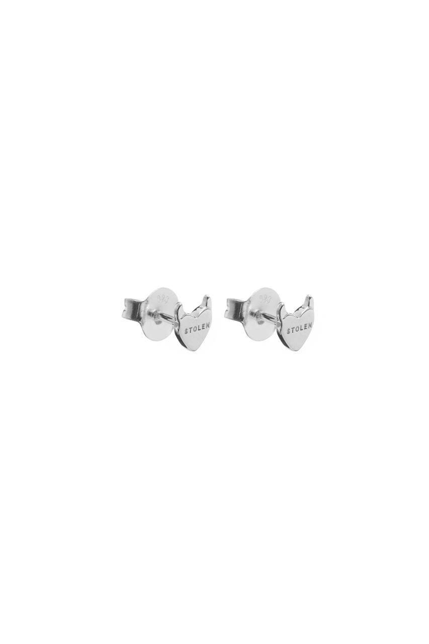 Stolen Girlfriends Club Sterling Silver Sinister Heart Stud Earrings