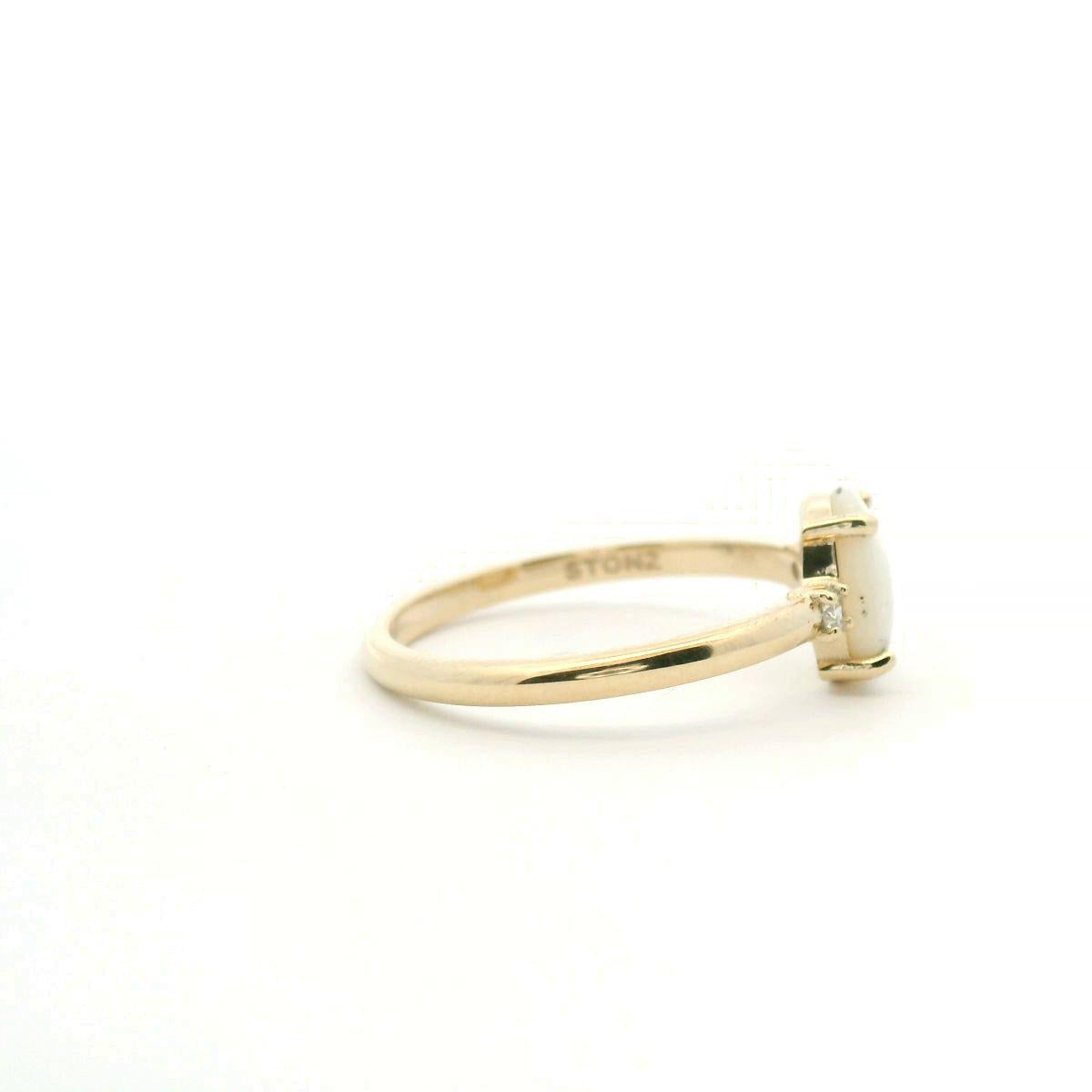 Opal & Diamond 9ct Yellow Gold Three Stone Ring