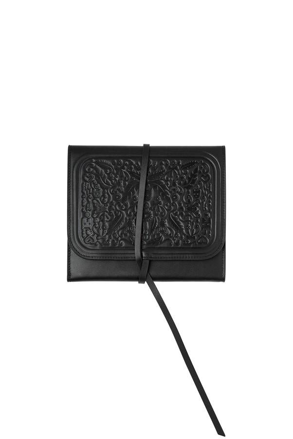 Karen Walker Leather Black Jewellery Pouch Roll