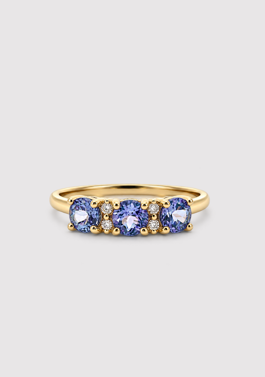Tanzanite & Diamond 9ct Yellow Gold Ring