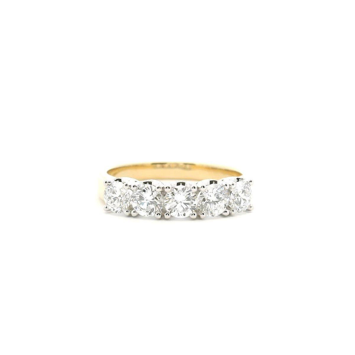 9ct Yellow & White Gold Lab Grown Diamond Five Stone Ring
