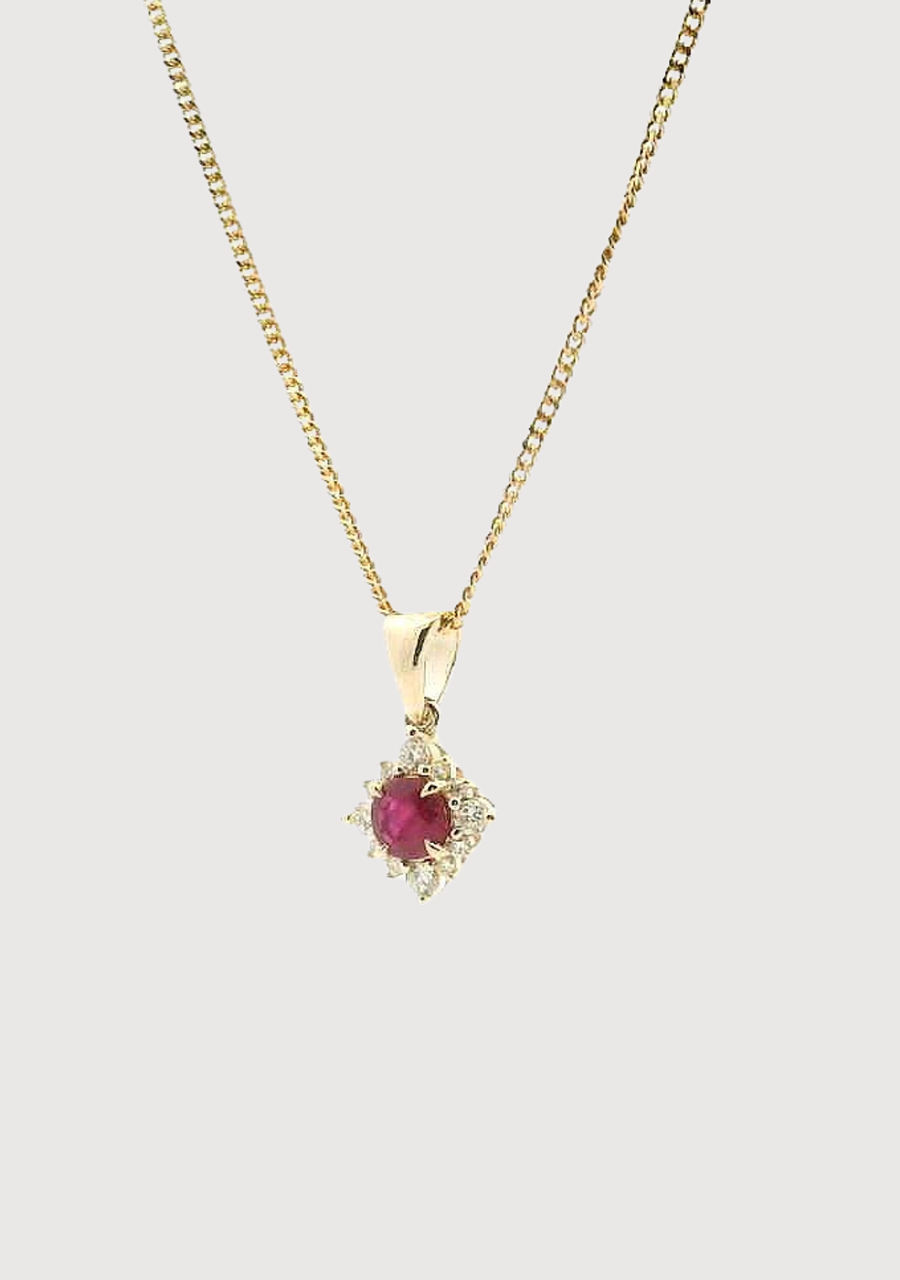 Ruby & Diamond 9ct Yellow Gold Pendant