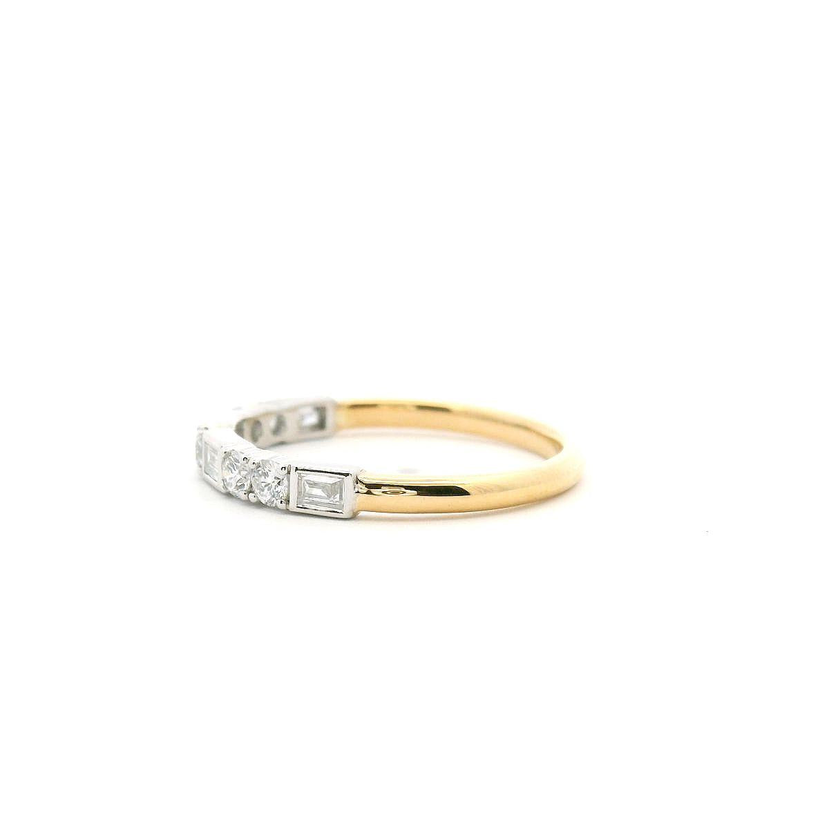 18ct Yellow & White Gold Lab Grown Diamond Baguette & Round Diamond Ring