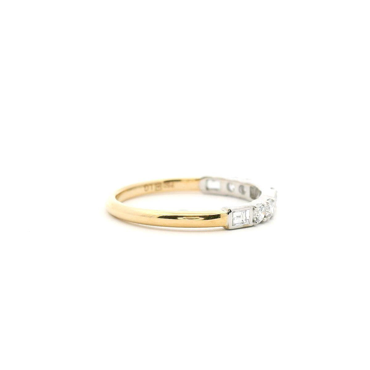 18ct Yellow & White Gold Lab Grown Diamond Baguette & Round Diamond Ring
