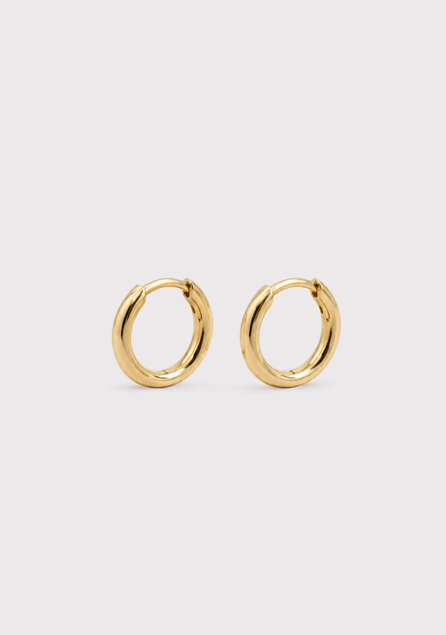 9ct Yellow Gold 14x2.3mm Round Profile Huggie Earrings