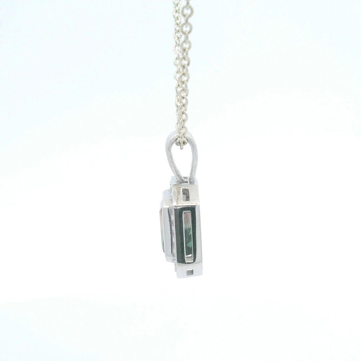 Watermelon Tourmaline & Diamond Halo Pendant
