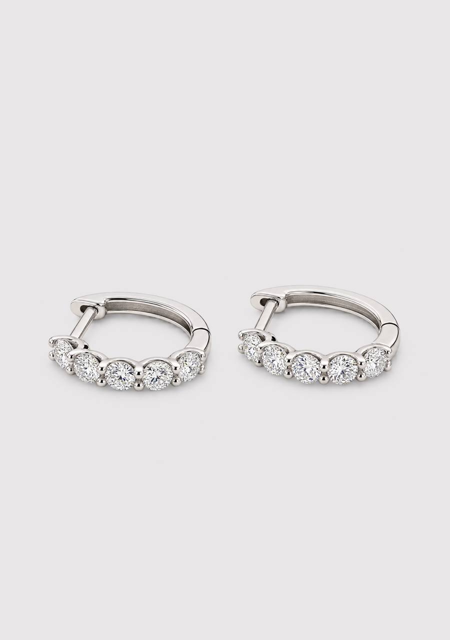 9ct White Gold 1.00ct Round Brilliant Cut Lab Grown Diamond Hoop Earrings
