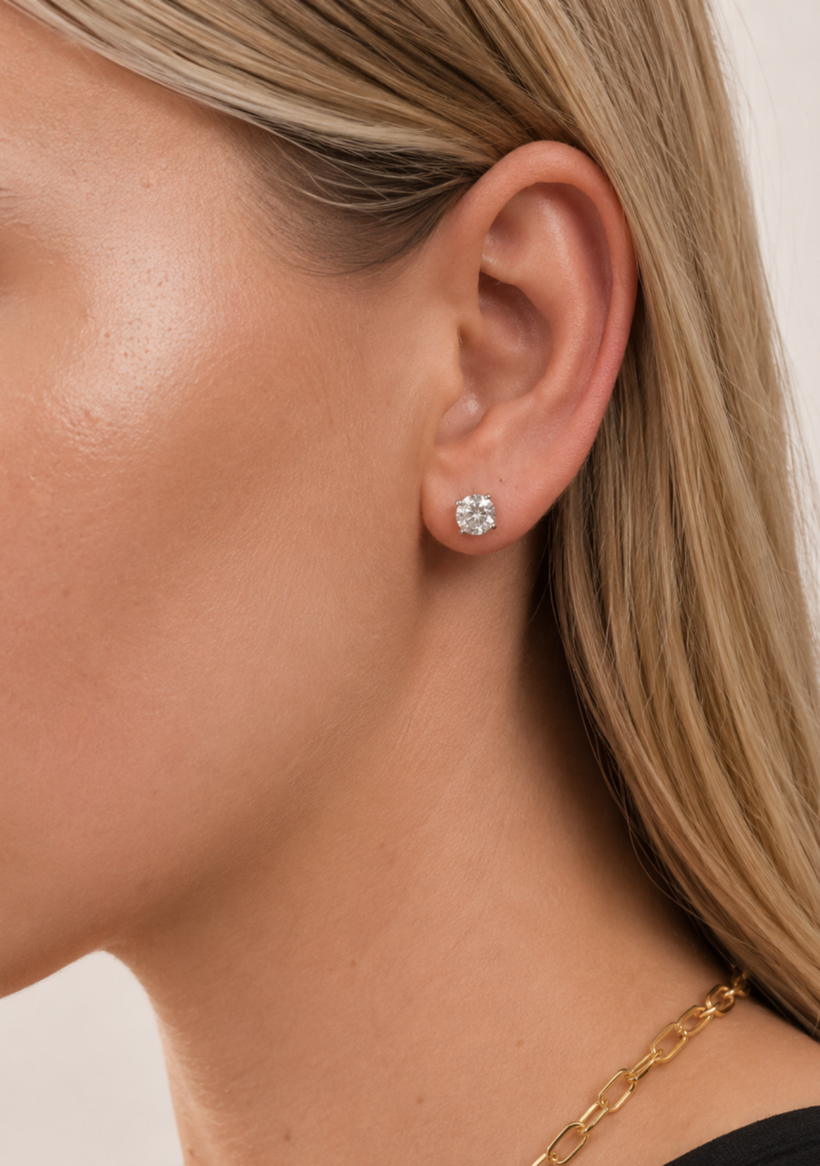 10ct White Gold 2.00ct Round Brilliant Cut Lab Grown Diamond Stud Earrings