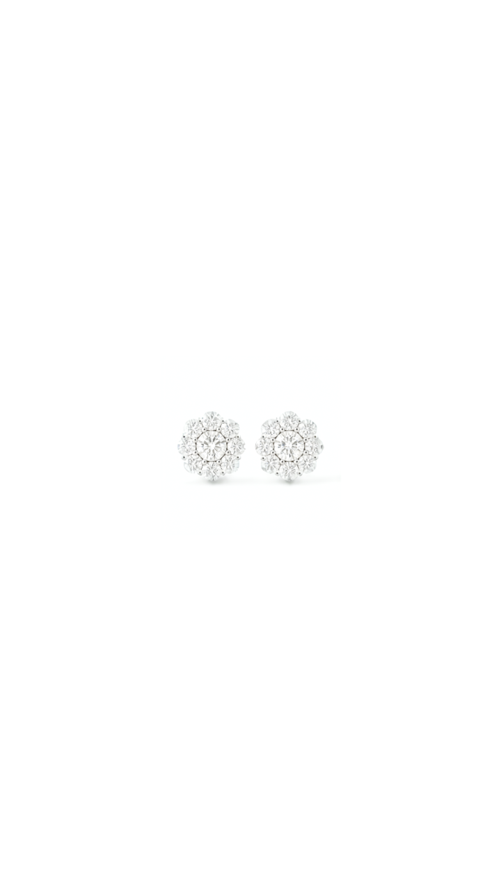Laboratory Grown Diamond Flower Cluster Stud Earrings in 10ct White Gold