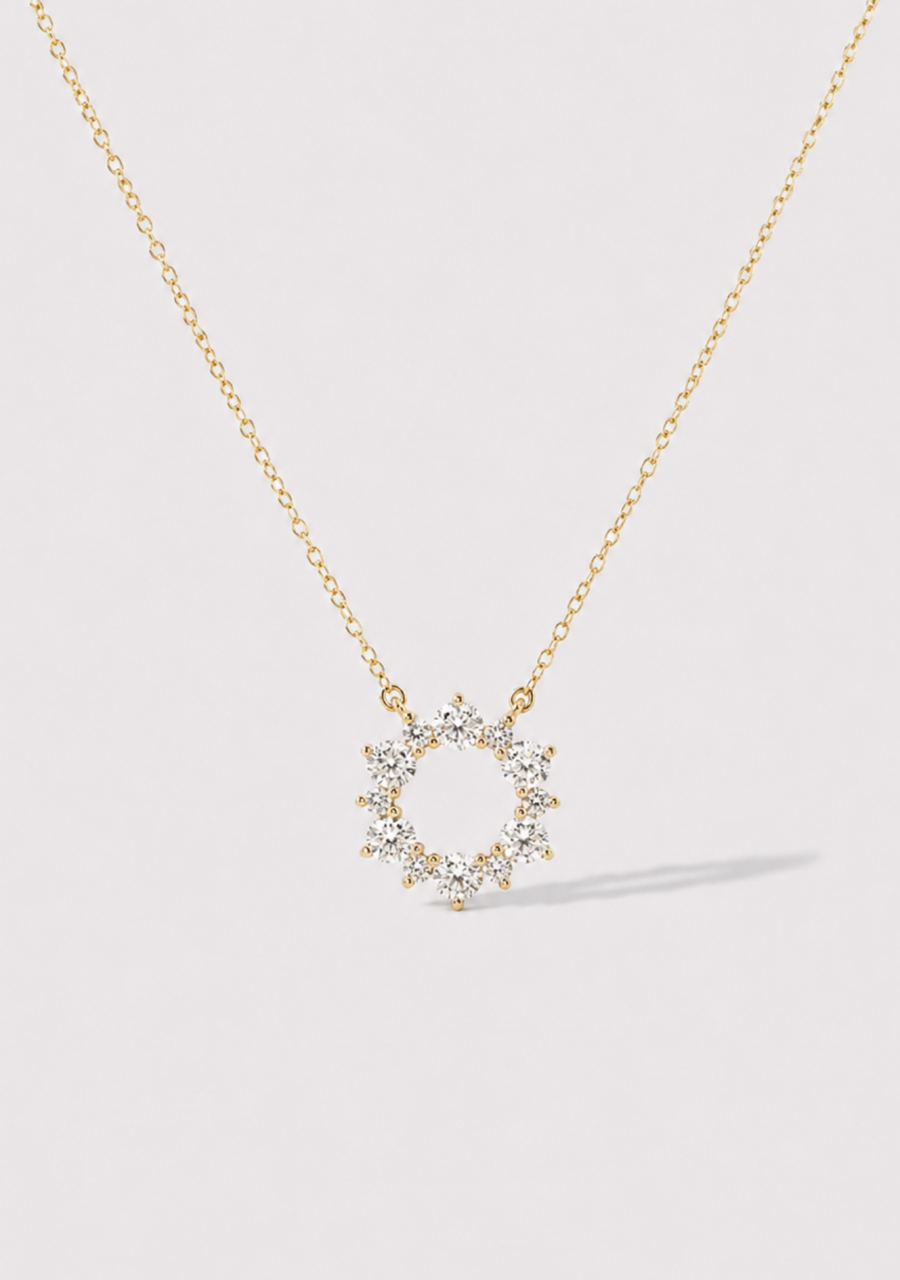 10ct Yellow Gold Lab Grown Diamond Circle Necklace