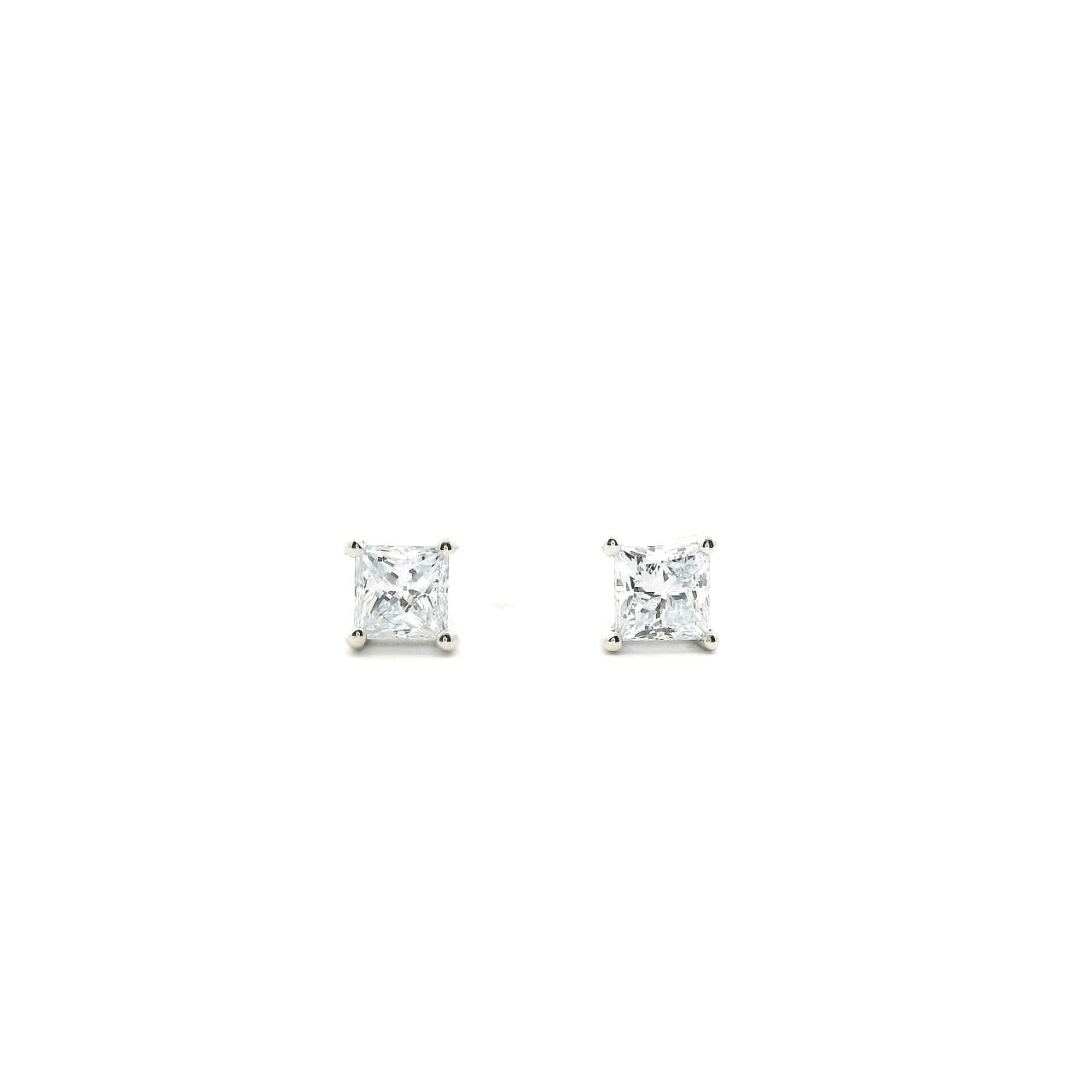 10ct White Gold 0.50ct Princess Cut Lab Grown Diamond Stud Earrings
