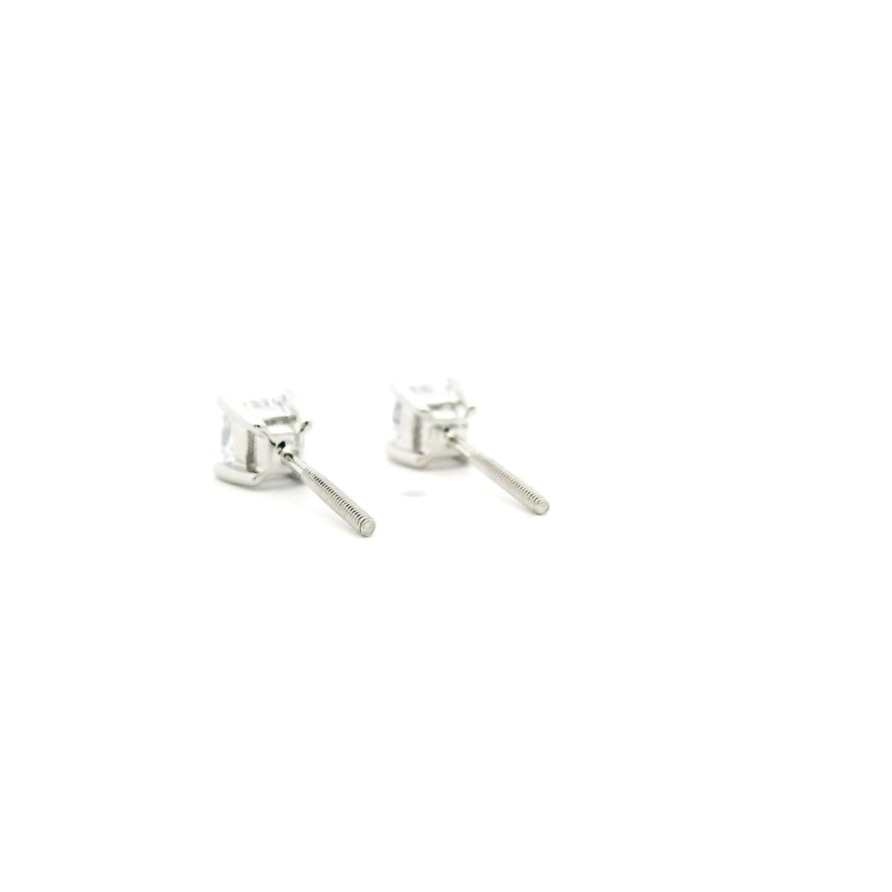 10ct White Gold 0.50ct Princess Cut Lab Grown Diamond Stud Earrings