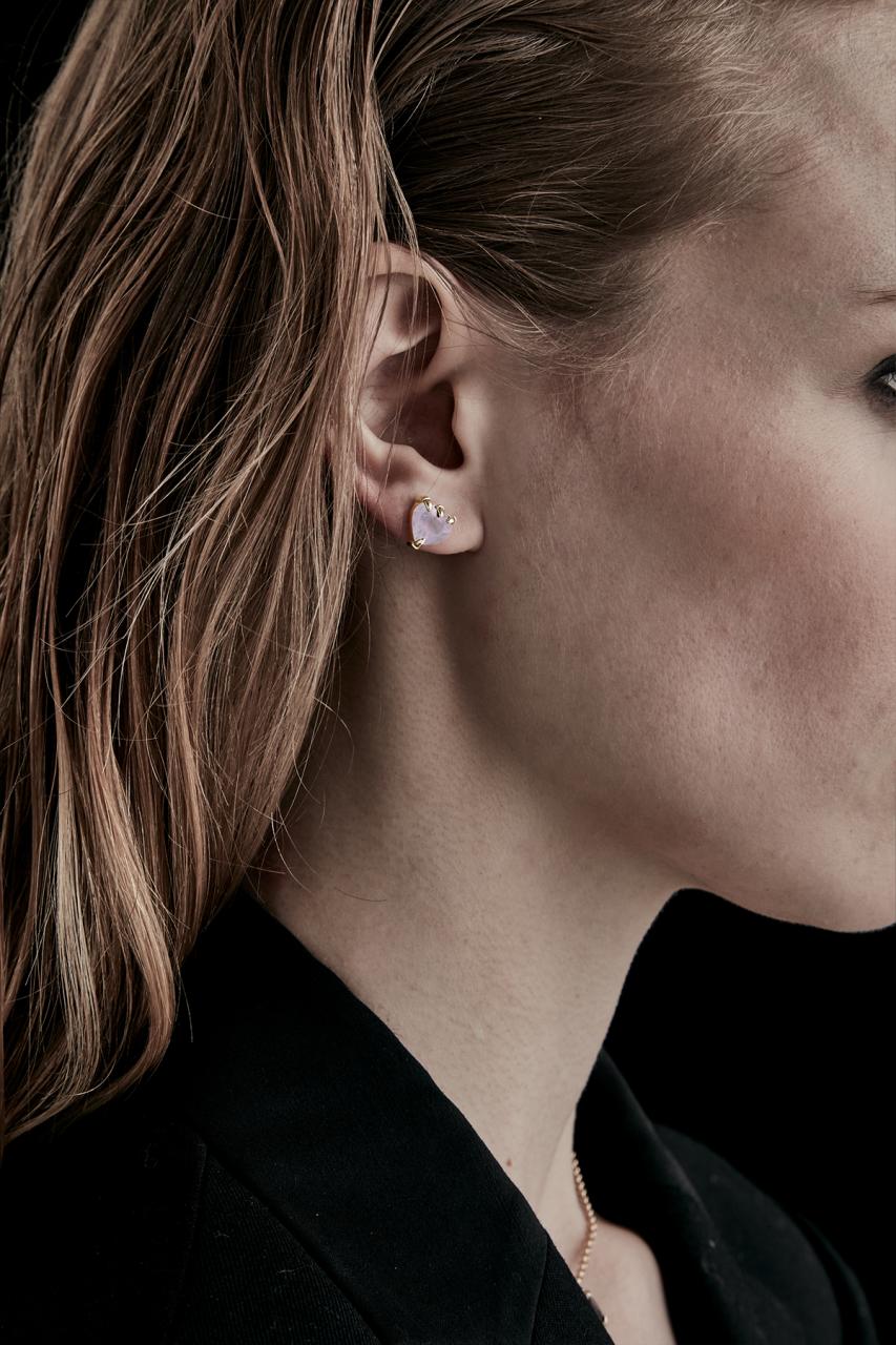 Stolen Girlfriends Club 18ct Gold Plated Rose Quartz Talon Stud Earrings