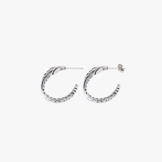 Evolve Sterling Silver Forever Fern Hoop Earrings