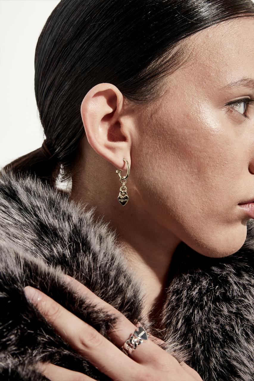 Stolen Girlfriends Club 18ct Gold Plated Love Chain Anchor Earrings