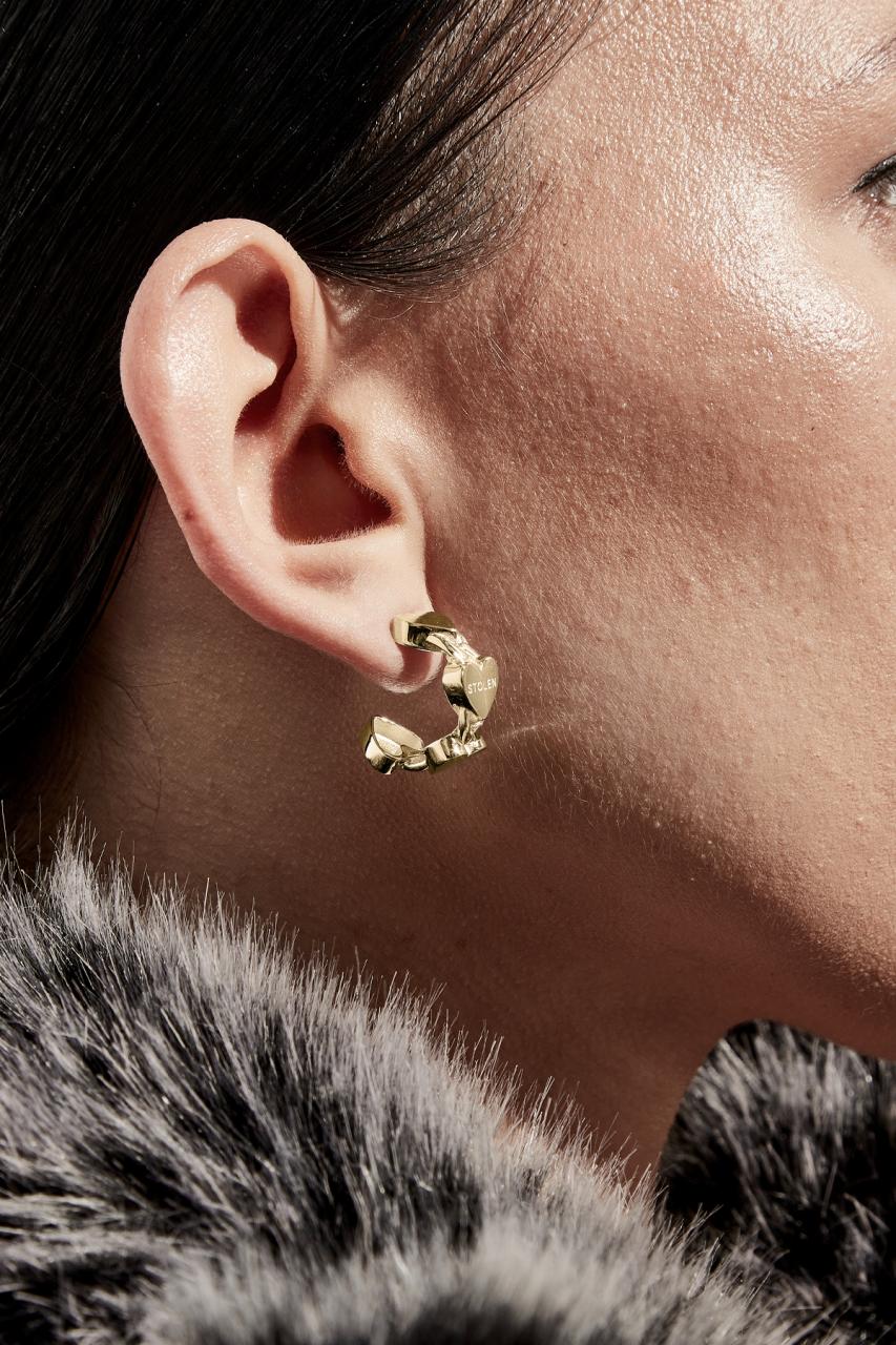 Stolen Girlfriends Club 18ct Gold Plated Love Chain Hoop Earrings