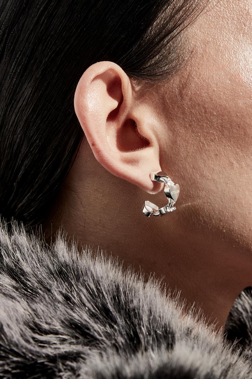 Stolen Girlfriends Club Sterling Silver Love Chain Hoop Earrings