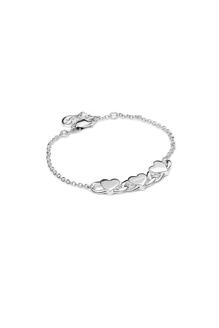 Stolen Girlfriends Club Sterling Silver Triple Heart Love Chain Bracelet