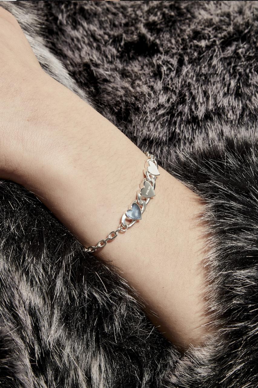 Stolen Girlfriends Club Sterling Silver Triple Heart Love Chain Bracelet