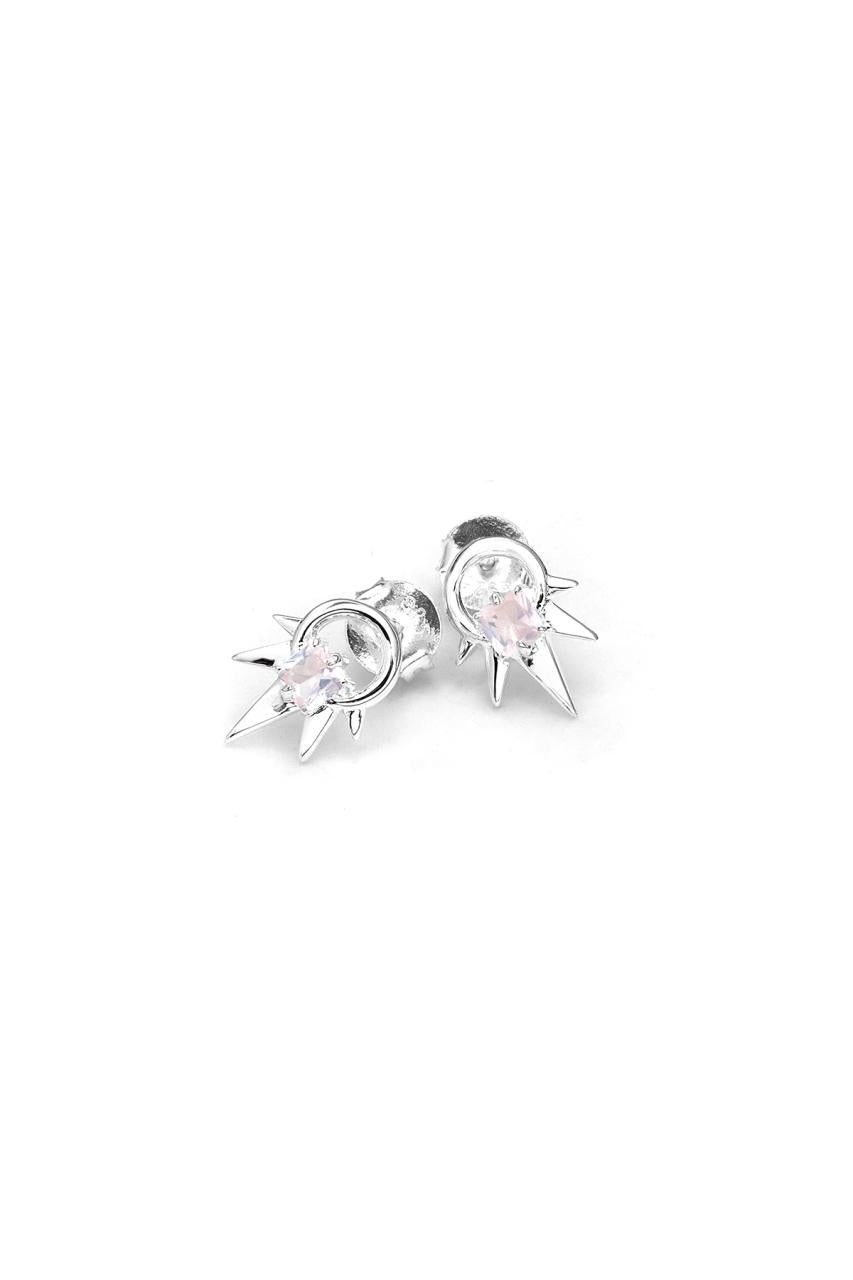 Stolen Girlfriends Club Sterling Silver Geo Punk Pink Topaz Stud Earrings
