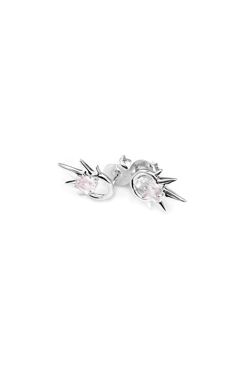 Stolen Girlfriends Club Sterling Silver Geo Punk Pink Topaz Stud Earrings