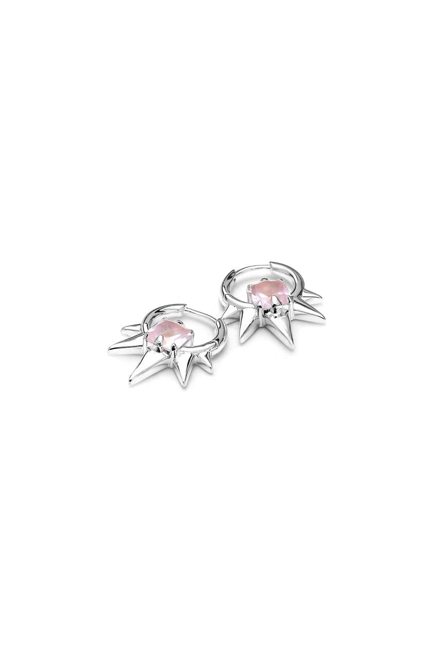 Stolen Girlfriends Club Sterling Silver Geo Punk Pink Topaz Earrings