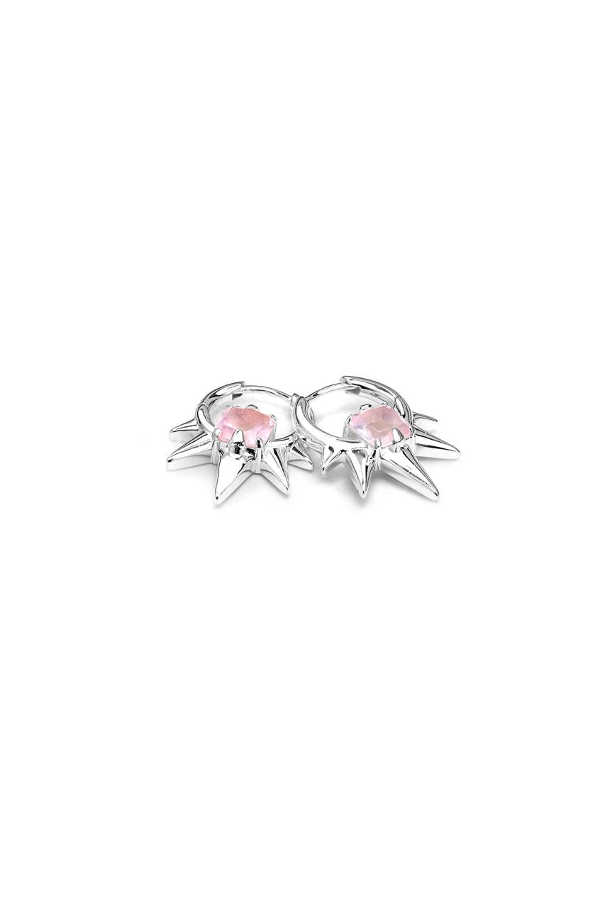Stolen Girlfriends Club Sterling Silver Geo Punk Pink Topaz Earrings