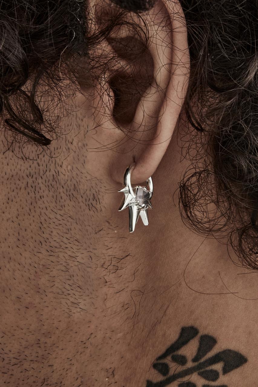 Stolen Girlfriends Club Sterling Silver Geo Punk Pink Topaz Earrings