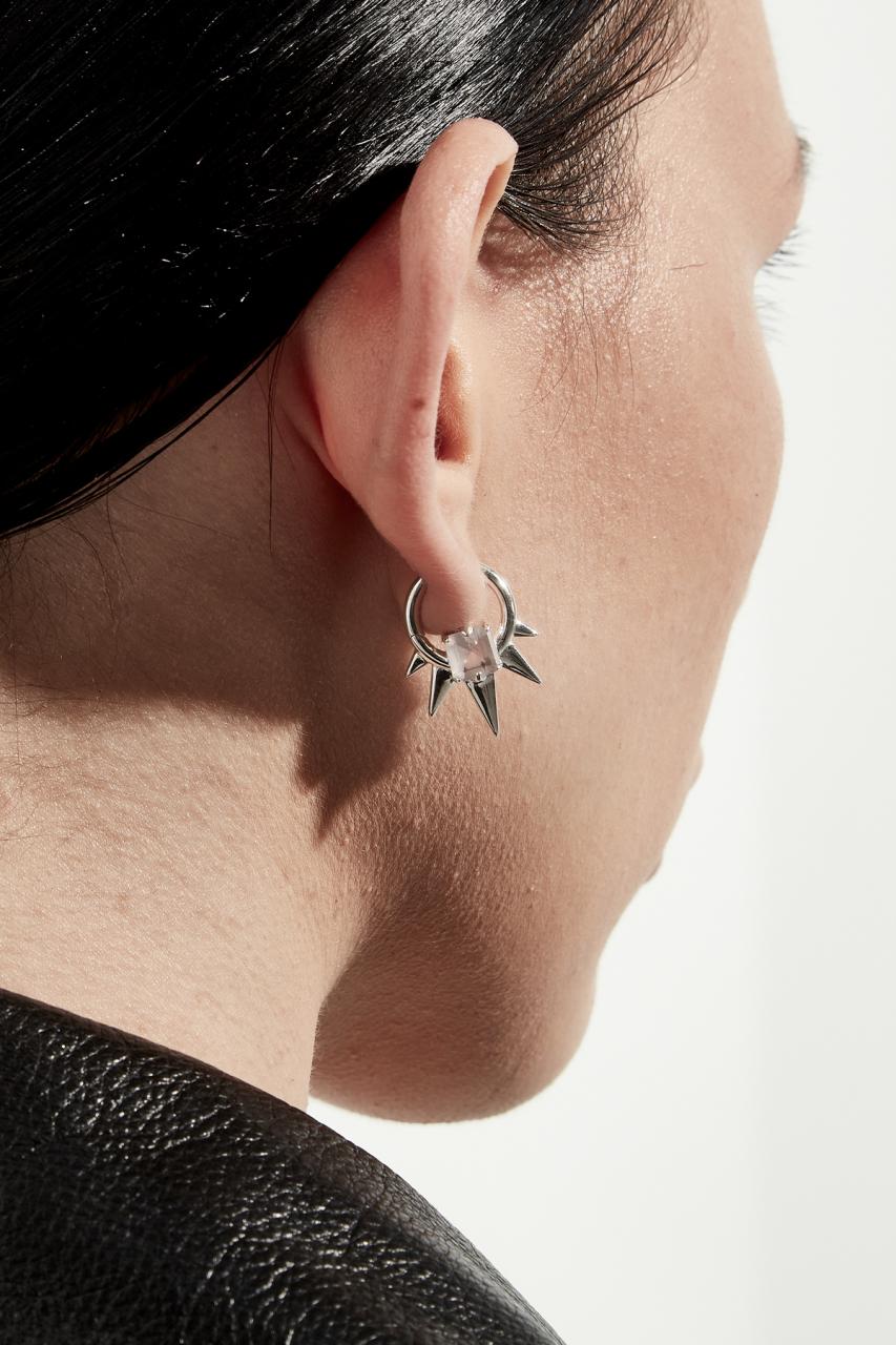 Stolen Girlfriends Club Sterling Silver Geo Punk Pink Topaz Earrings