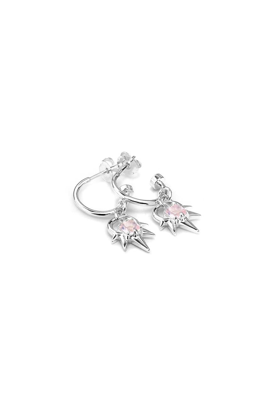 Stolen Girlfriends Club Sterling Silver Geo Punk Pink Topaz Anchor Earrings